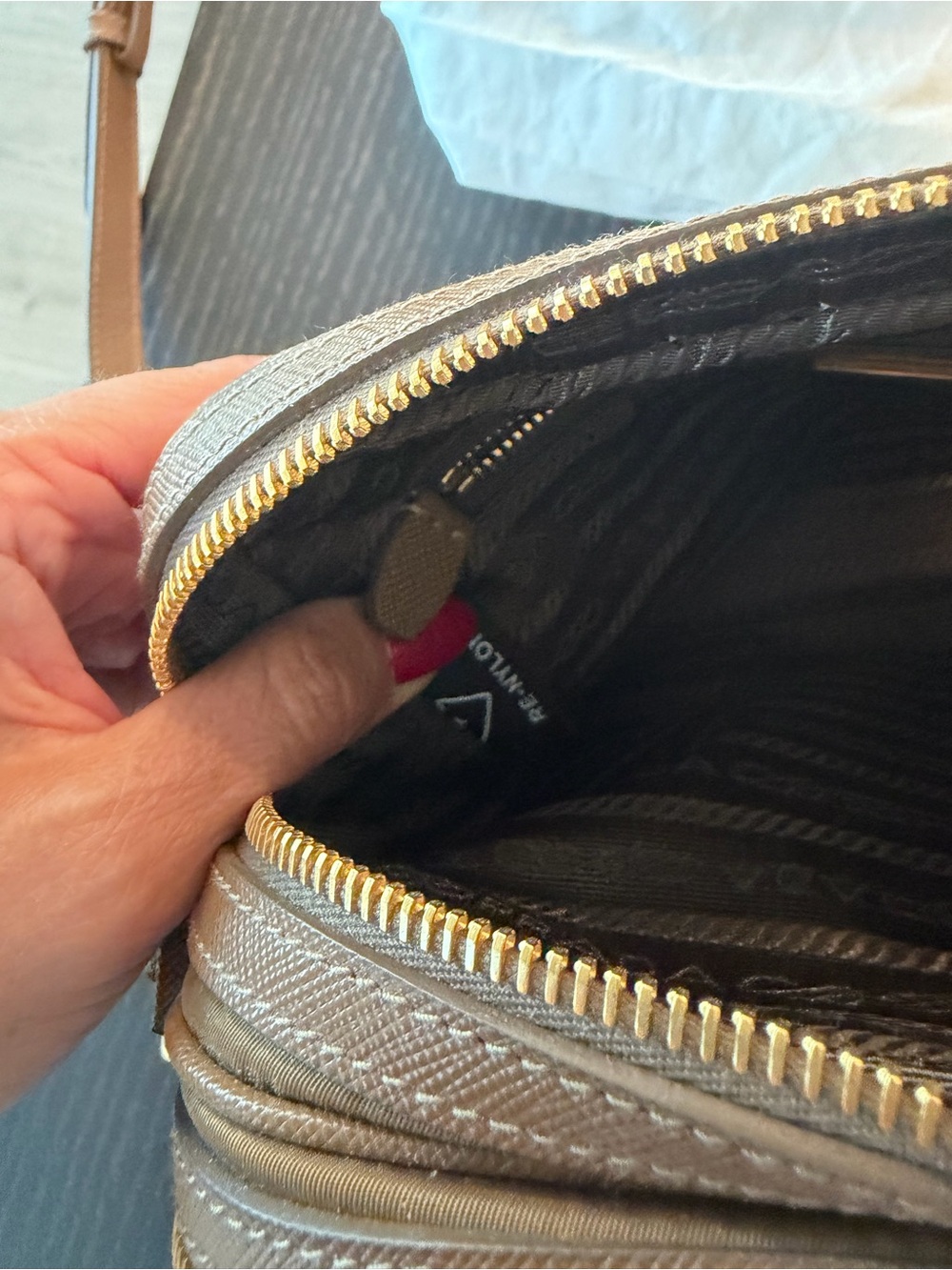 Prada cognac re-Nylon camera crossbody Bag with Leather Trim; worn 10 times max - Picture 11 of 16